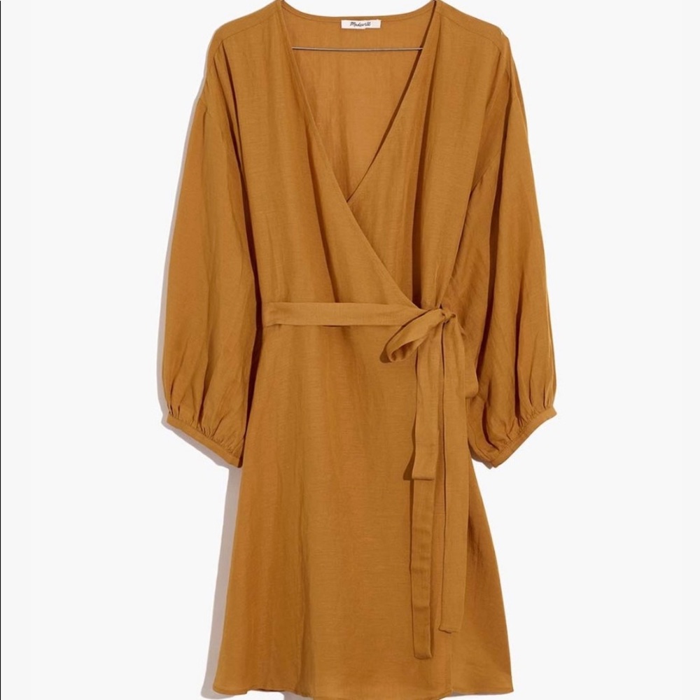 Madewell Toffee balloon sleeve wrap dress